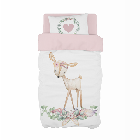 Pink Deerly Loved Cot Duvet Set