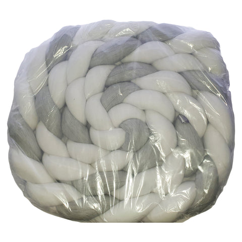 Grey & White Braided Cot Bumper