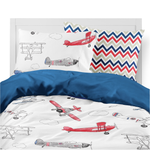 Red and Blue Air Show Kids Duvet Set