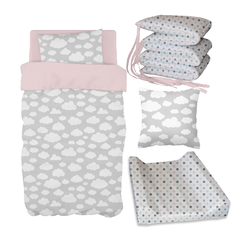Grey and Pink Cloudy Bale Set