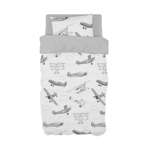 Grey Air Show Cot Duvet Set