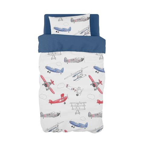Red and Blue Air Show Cot Duvet Set