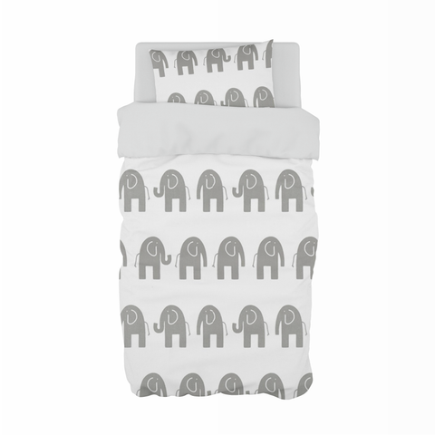 Grey Ele Cot Duvet Set