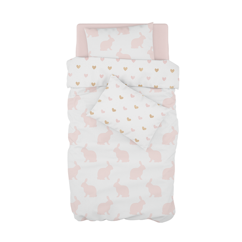 Pink Hop Cot Duvet Set