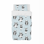 Blue Playful Panda Cot Duvet Set