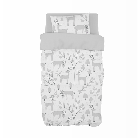 Grey Snowy Woodland Cot Duvet Set