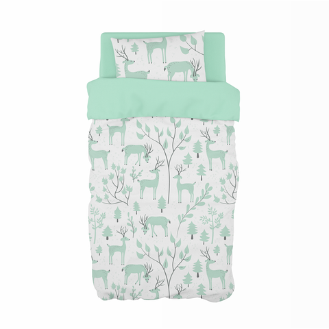 Mint Snowy Woodland Cot Duvet Set