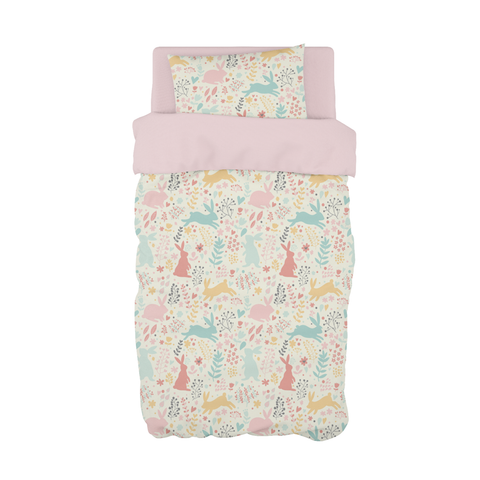 Pastel Spring Rabbits Cot Duvet Set