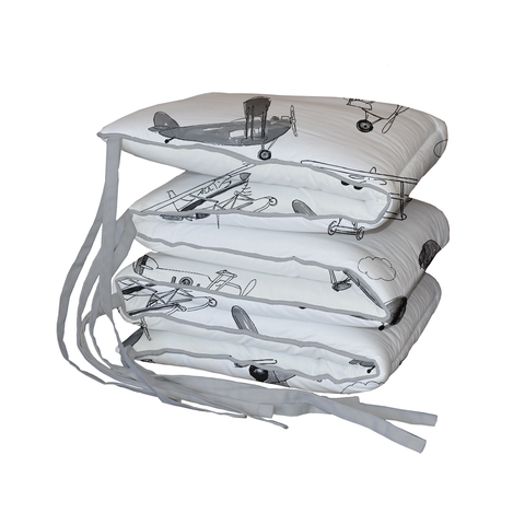 Grey Air Show Padded Cot Bumper