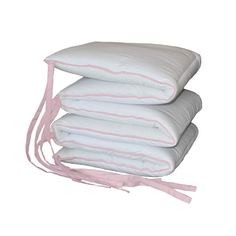 White Padded Cot Bumper - Various Piping Color Options