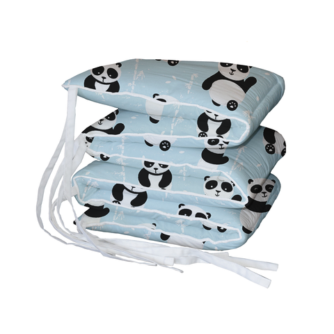 Blue Playful Panda Padded Cot Bumper