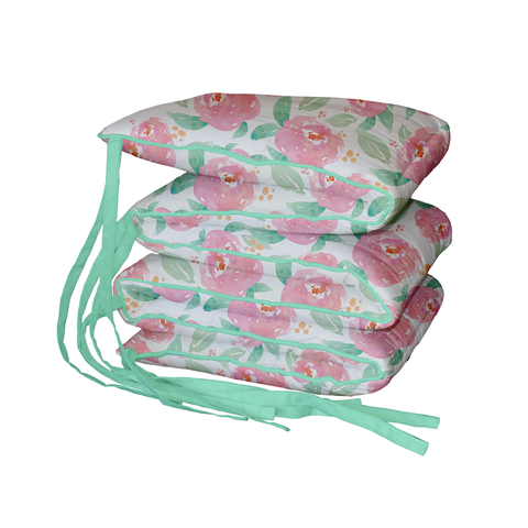 Watercolour Roses Padded Cot Bumper