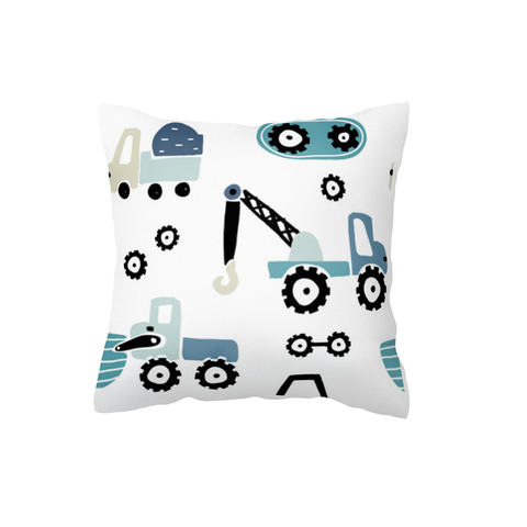 Blue Diggers and Dozers Scatter Cushion