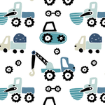 Blue Diggers and Dozers Padded Cot Bumper