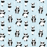 Blue Playful Panda Padded Cot Bumper